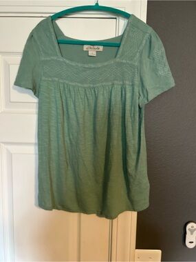 Bob Timberlake Mint Green Short Sleeve Embroidered Scoop Neck Tee